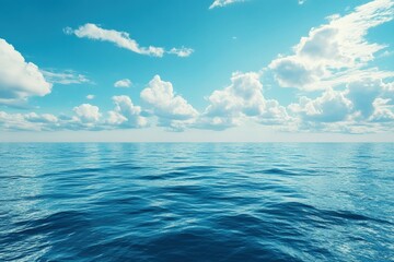 Obraz premium Crystal clear ocean waters stretching to the distant horizon tranquil seascape nature photography coastal serenity aerial view calmness