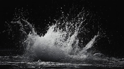 Obraz premium A dynamic splash of water captured mid-air with drops scattering in all directions.
