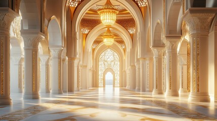 Fototapeta premium Elegant Islamic Palace Hallway Architecture Design