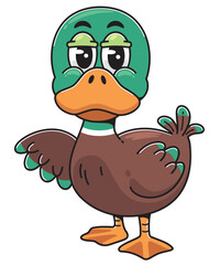 Cartoon Fun Duck Character Illustration