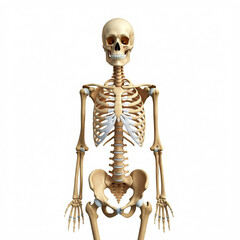 3d render of human skeleton upper body with detailed ribs and pelvis against a white background