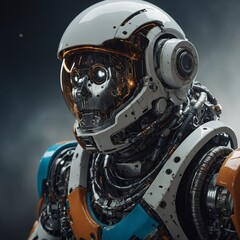 Fototapeta premium A robot astronaut with a futuristic helmet.