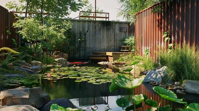Container Pond Footage 4K