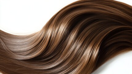 Fototapeta premium Beautiful model girl with Brown hair strand,silky healthy chestnut wavy hair strand,hair wavy ribbon, with smooth,Keratin straightening,Treatment,straight long hair,procedures,Smooth hairstyle.