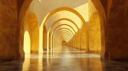 Fototapeta premium Golden Archway Corridor Architectural Design