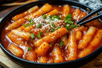 Spicy Korean Tteokbokki Rice Cakes in Sauce