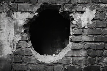 Urban Brick Wall Hole Destruction Background Texture