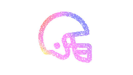 Icon football helmet is made up of LED square shapes. There are bright diodes and there are black dead diodes
