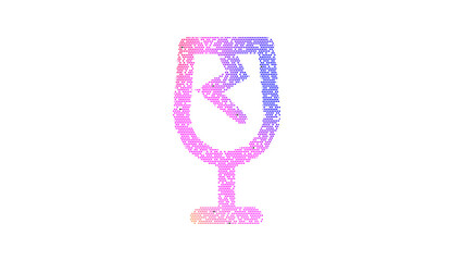 Icon fragile is made up of LED square shapes. There are bright diodes and there are black dead diodes