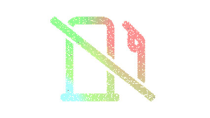 Icon gas pump slash is made up of LED square shapes. There are bright diodes and there are black dead diodes