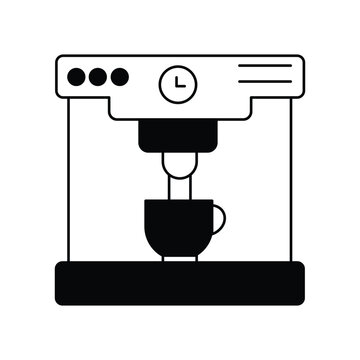 recommend clip art: coffee machine glyph outline icon with white background vector stock illustration