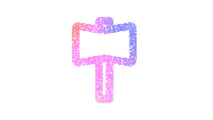 Icon hammer war is made up of LED square shapes. There are bright diodes and there are black dead diodes