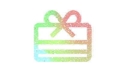 Icon gift card is made up of LED square shapes. There are bright diodes and there are black dead diodes