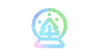 Icon globe snow is made up of LED square shapes. There are bright diodes and there are black dead diodes