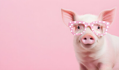 Picture of cute pig, pork, processed food, photograph or illustrator for advertising