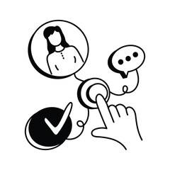 A user interacting with a digital interface, ready to use icon of interactivity