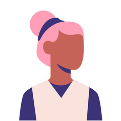 illustration of a women middle age with bun like chinese in black outline simple and minimalist perfect for avatar