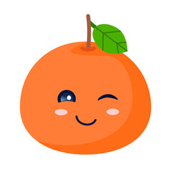 orange mascot character illustration wink expression