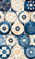 Collection of Tile Patterns Featuring Intricate Geometric and Floral Motifs, Hand-Drawn Doodles, and Traditional Ethnic Designs in Muted and Vibrant Color Palettes