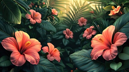 Naklejka premium Exploring the Rainforest: A discovery of rare flowers in the rainforest