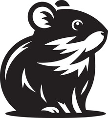 Hamster Silhouette line art vector illustration on white background