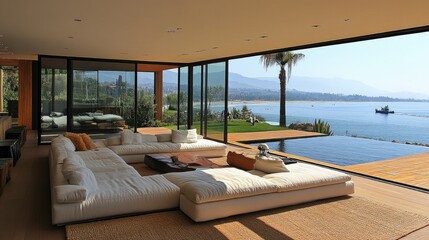 Modern Coastal Home Interior Design Featuring Ocean View