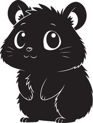 A cute hamster kawi silhouette chibi vector and illustration design using black color.