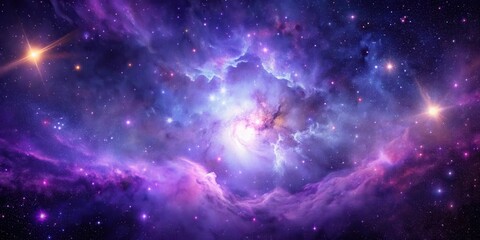 Naklejka premium Glowing purple nebula with cosmic dust suspended in starry night sky , nebula, astronomy, nebula, astronomy, cosmic dust
