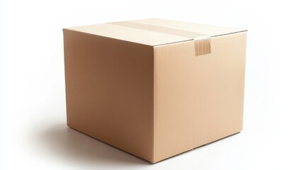 A close-up shot of a cardboard box with clean edges and a slight natural fold, placed on a white background, ideal for product packaging visuals.