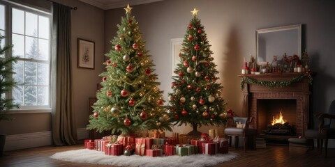 A beautifully decorated Christmas tree with ornaments, holiday, tree, decoration