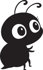 A cute ladybug kawi silhouette chibi vector and illustration design using black color.