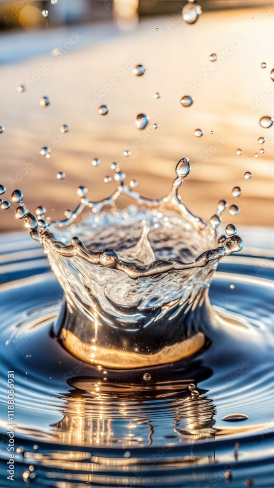 Canvas Prints drop of water falling on the surface of the river with a blurred background