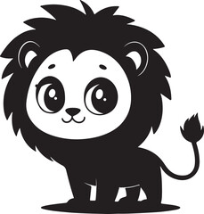 A cute lion kawi silhouette chibi vector and illustration design using black color.