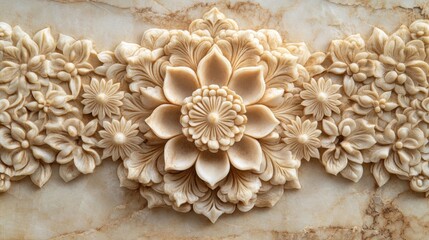 Intricate Floral Stone Carving Design