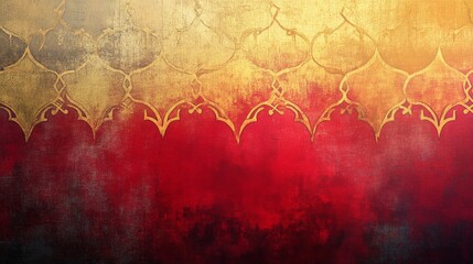 Red and Gold Abstract Background With Ornate Design