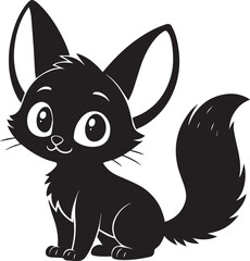 A cute lynx kawi silhouette chibi vector and illustration design using black color.