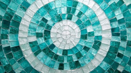 Naklejka premium Circular Teal And White Mosaic Tile Design