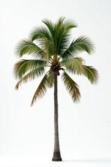 A single tall palm tree against a stark white backdrop, tree, isolated, solitary