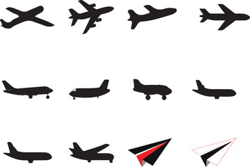 Airplane icon set vector or Aircraft vector design, travel logo icon  symbol on white background