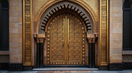 Obraz premium Ornate Golden Doorway Architectural Detail