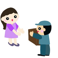 宅配便を受け取る人/届ける人