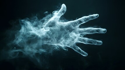 A spectral hand emerges from ethereal smoke