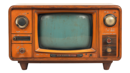 old tv set isolated on white background