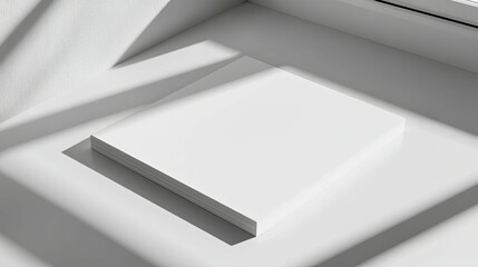 Stack of Blank Papers: Minimalist Sunlit Still Life