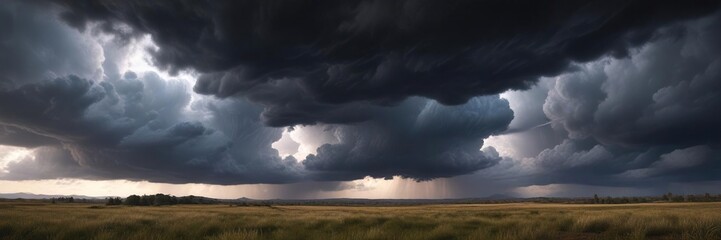 Obraz premium Darkening skies with storm clouds gathered at horizon , cloudy sky, gloomy, dramatic