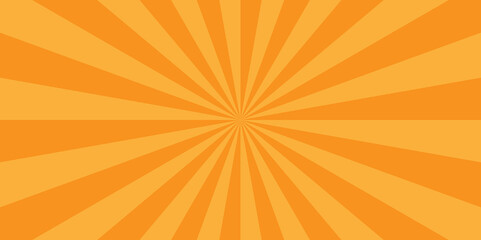 Vector orange sun rays sunburst texture background. Modern seamless retro vintage burst sunrise sunbeam element spiral striped illustration sunray template wallpaper design.