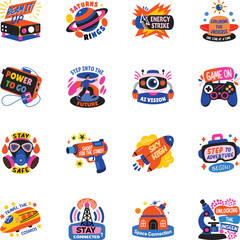 Collection of Astronomy Flat Style Stickers