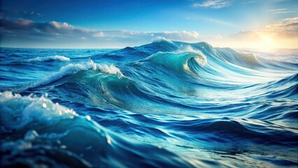 Fototapeta premium Deep ocean waves with soft blue hues and wavy patterns , relaxing, mood, relaxing, mood, abstract, meditative, ambiance, calming