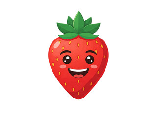 A cute, smiling strawberry character with big eyes and a cheerful expression. Perfect for children's designs, food illustrations, or summer themes.