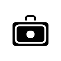 Suitcase with a handle and wheels, symbolizing travel, packing, and portability.